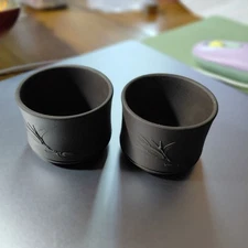 Dusty plum ceramic tea cups stackable set of 2