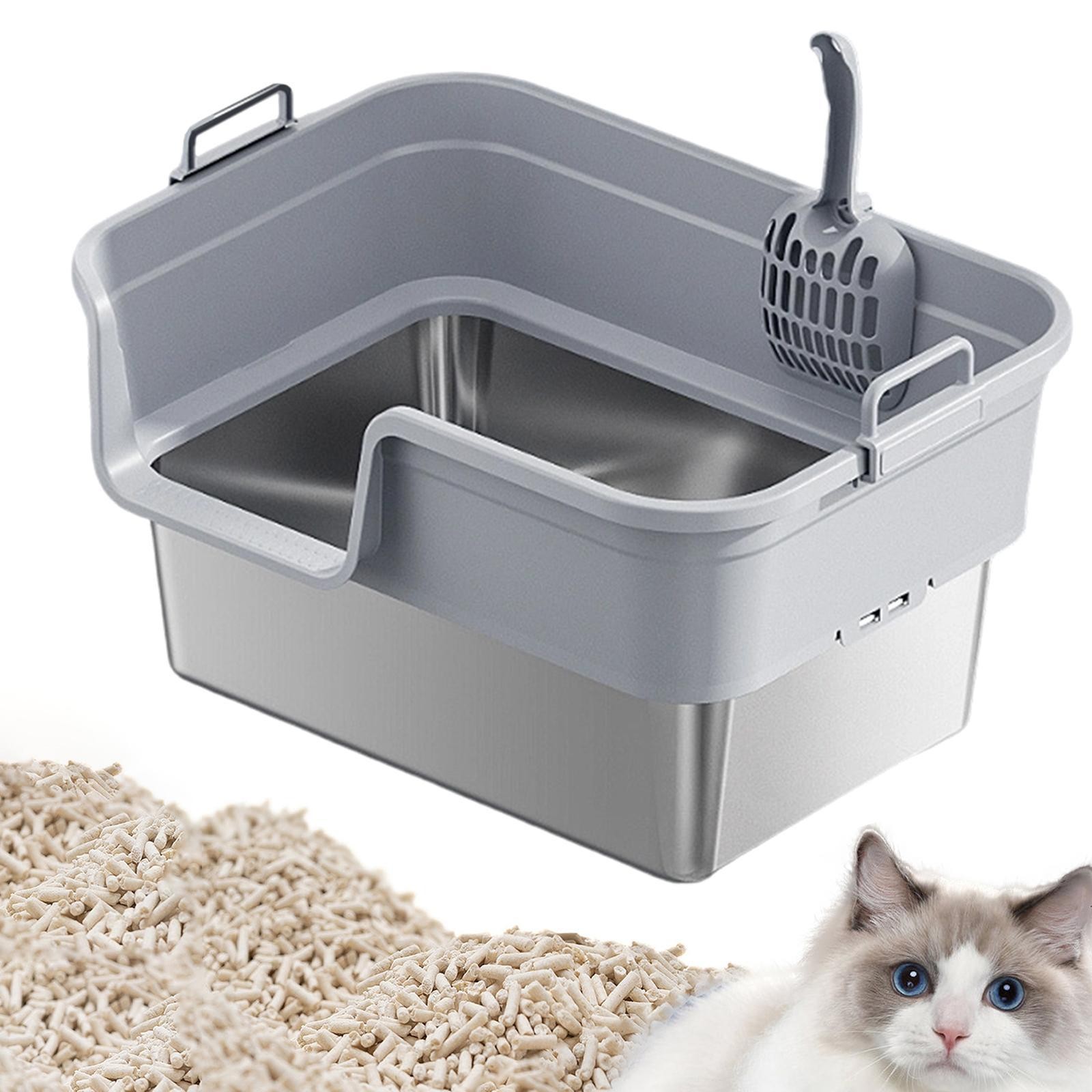 Large Cat Litter Box Cat Potty Easy to Clean Sturdy for Indoor Cats Kittens Open
