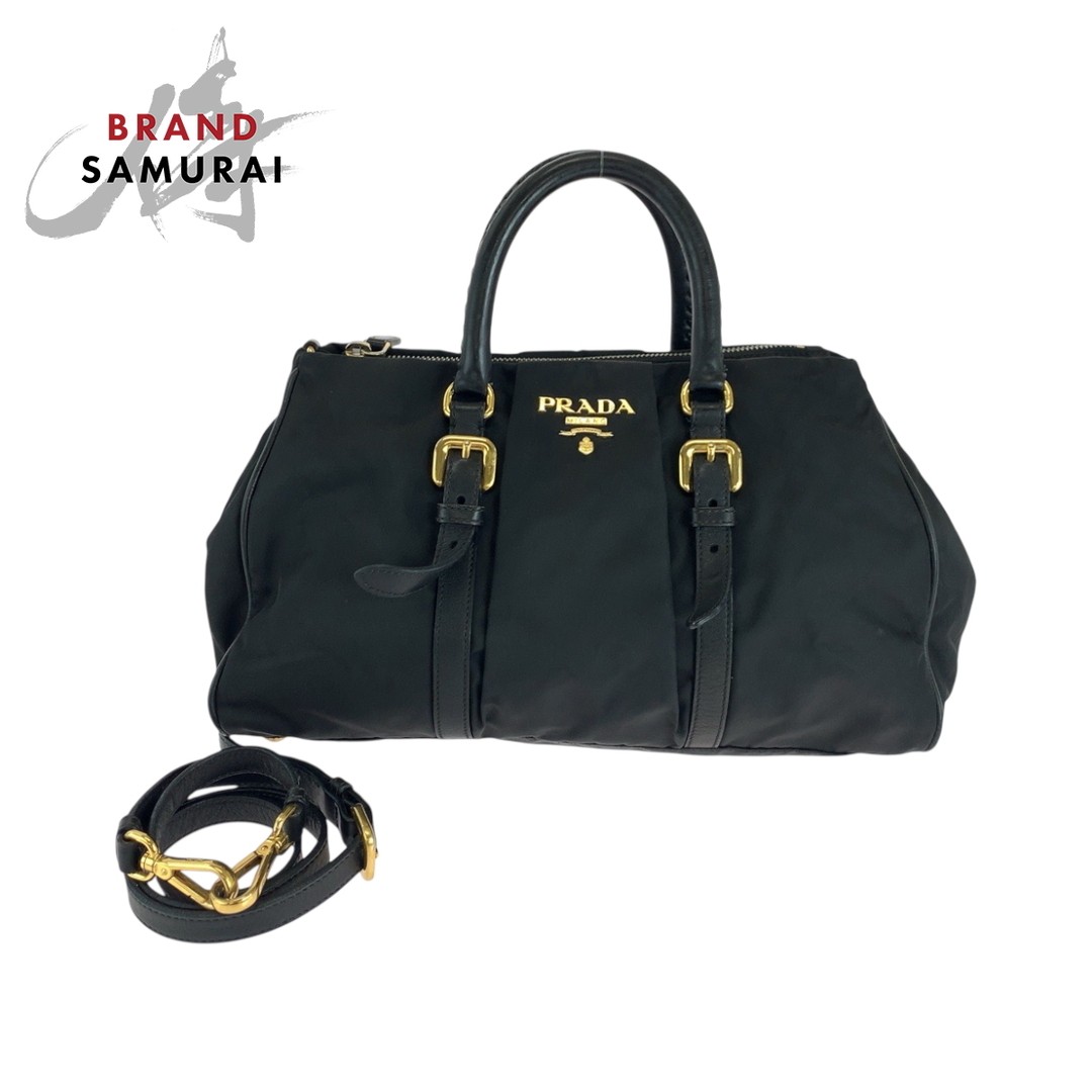 Prada Tessute Logo Black Gold Hardware Nylon Shoulder Tote Bag Bn1607 for Women