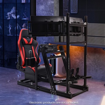 Minneer Aluminum Racing Sim Cockpit with Seat & Three Monitor Stand Fit Logitech