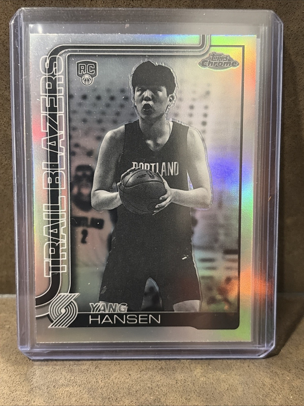 2025-26 Topps Chrome Yang Hansen RC Negative Refractor #266 Trail Blazers