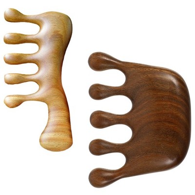 2Pcs Sturdy Wooden Massage Comb Portable Scalp Massager Comb Multicolor