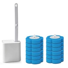 Disposable Toilet Brush Set Wall Mounted Cleaner w/ 12 Wand Refills For Bathroom