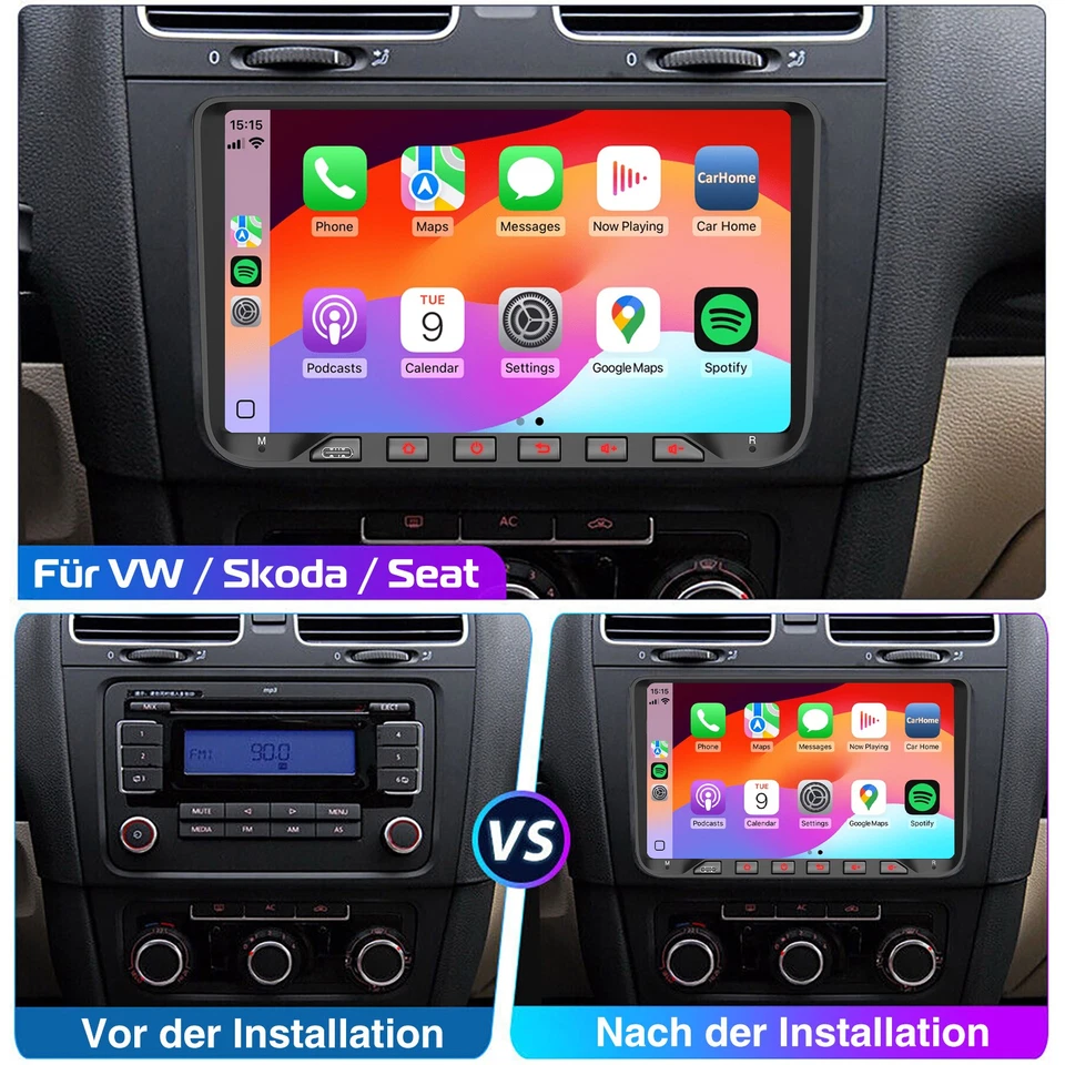 DAB+ 4+64G Android 14 Carplay Autoradio GPS Für VW GOLF 6 Touran EOS Tiguan Polo - Bild 4 von 4