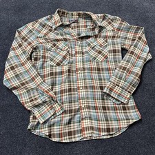 Vintage Levis Shirt Mens Large Multicolor Plaid Western Pearl Snap Long Sleeve