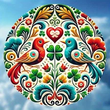 Vintage Floral & Love Decor - Frameless Round Metal Wall Hanging - Easy Hang wit