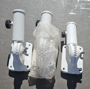 Lot of 3 White Adjustable Wall-Mount  Brackets Flag Pole Holders