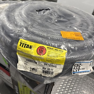 Southwire Titan Liquid Tight Flexible Conduit with PVC Jacket, 3/4in x 100ft,