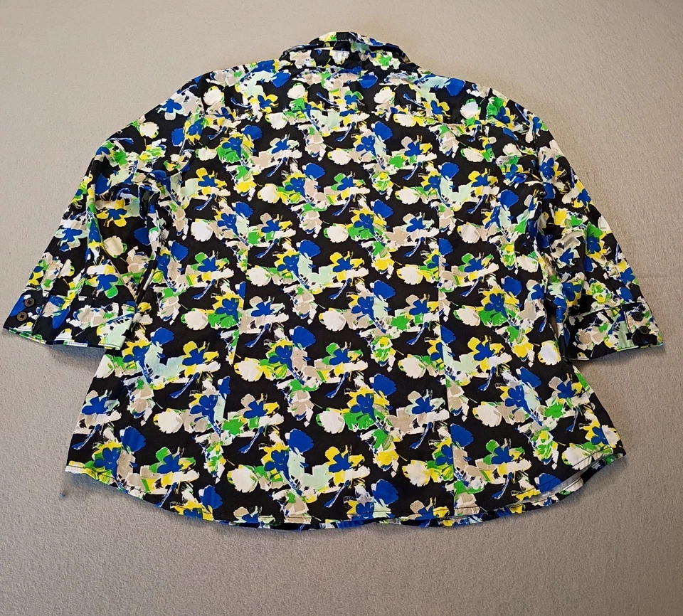 Blazer Dana Buchman Estampado Floral Colorido Negro Amarillo Azul Verde XXL Foto 2 de 4