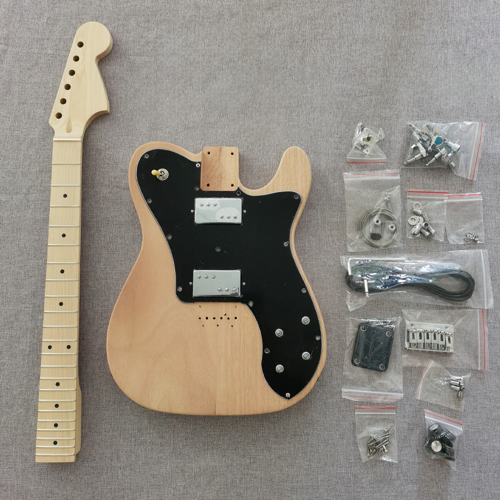 diy electric tele guitar kit deluxe hh pickup 2pc mahogany body 1pc maple neck