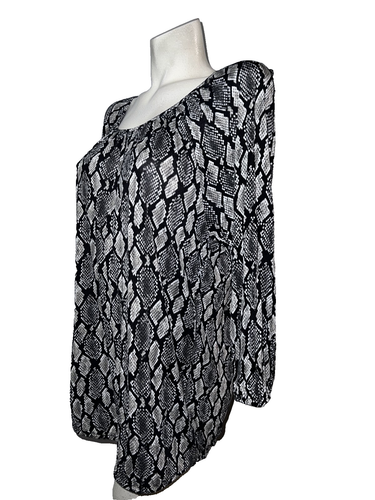MICHAEL Michael Kors Top Womens Size XL Gray Blk Snake Python 3/4 Sleeve Blouse - Picture 4 of 6