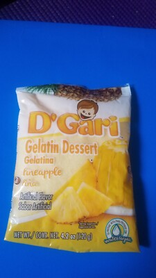2 PACK D'GARI GELATIN DESSERT PINEAPPLE/GELATINA DE PIÑA 4.2 oz./120 g EACH