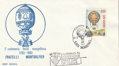 1983 FDC RODIA SAN MARINO BICENT. FIRST FLIGHT BALLON MF81895