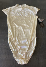 Vintage Vanity Fair Lingerie Bodysuit One Piece Lace Medium Ivory Made in USA