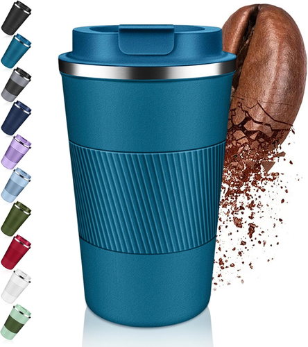 Vaso de café 12 oz/380 ml - Taza de café aislada con tapa, café de viaje a prueba de fugas