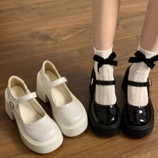 Womens High Heels Mary Janes Buckle Party JK Uniform Japanese Cosplay Shoes