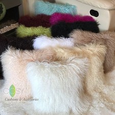 CO-SY 40x40CM GENUINE MONGOLIAN SHEEPSKIN LONG CURLY LAMB WOOL FUR CUSHION COVER