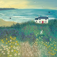 Jo Grundy - Cottage by Ocean Meadow - Canvas Print Wall Art 2 sizes available