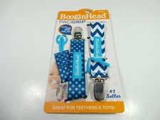 BooginHead|Pacigrip| Pacifier Holder Clip On| Blues/White|2 Pack|Boy