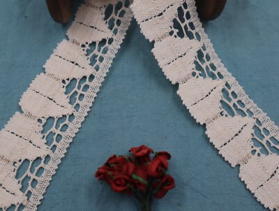 Antique French Bobbin Lace Trim Ribbon Cotton Dentelle du Puy en Velay Vintage