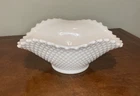 Vintage Westmoreland English Hobnail WHITE Milk Glass 9" OVAL CRIMPED BOWL