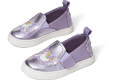Toms Z5078 Orchid Foil Unicorn Purple Slip On Sneaker Toddler Girl's Size 6