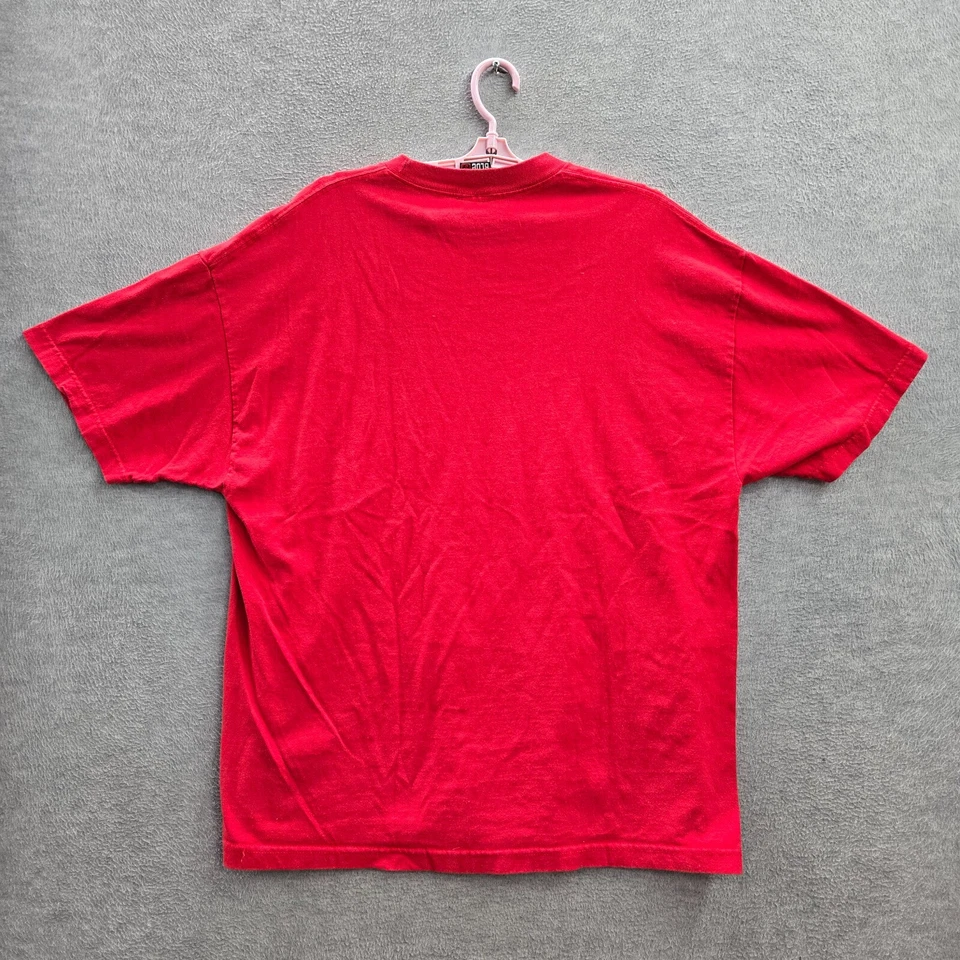 Camisa azul ancla para hombre 2XL texto rojo algodón texto decir debe ser tan alta Y2K Foto 4 de 4