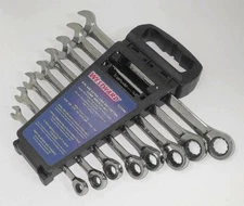 Westward 8 Piece Extra Long Ratcheting Combination Wrench Set Storage Rack 1LCC9