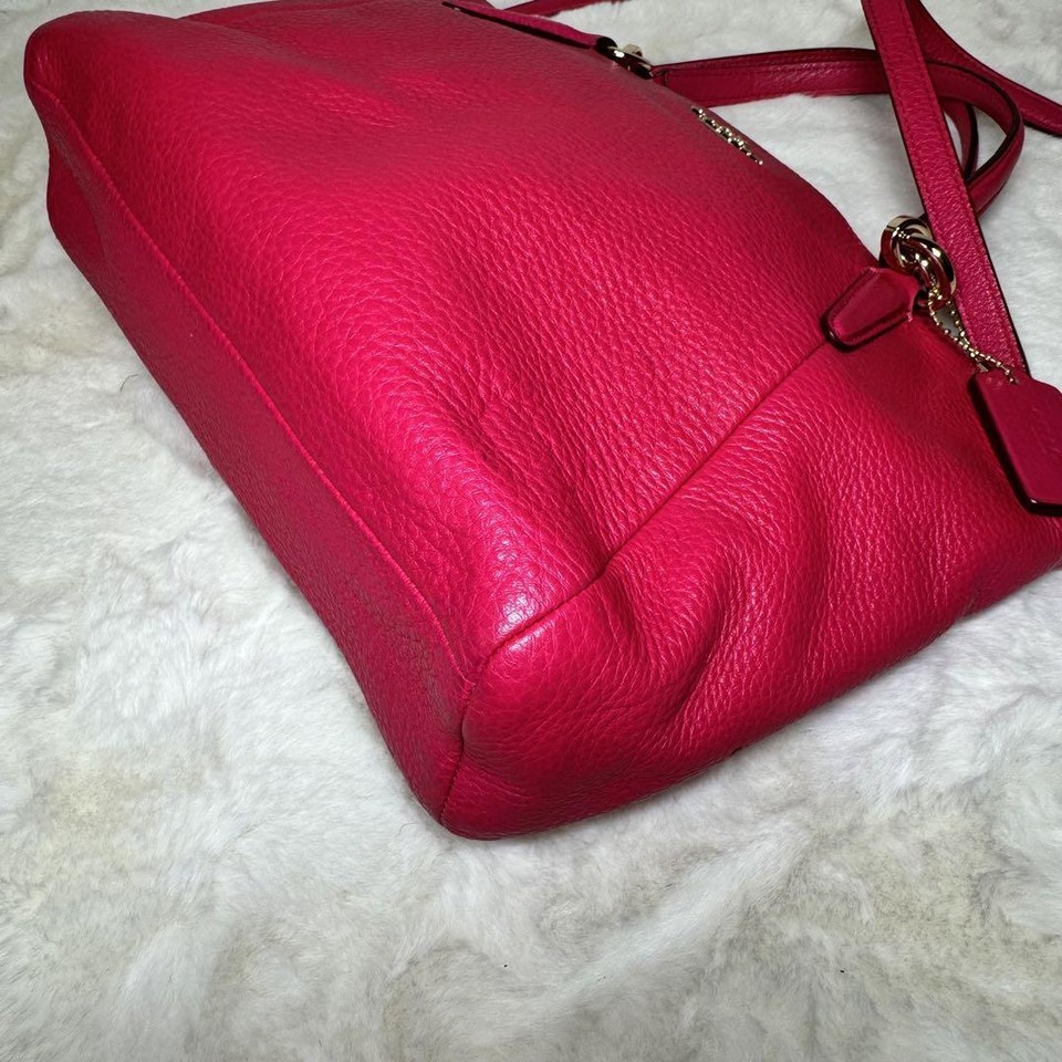 Coach Tote bag Handbag Shoulder bag 2way Leather Red Gold eBay