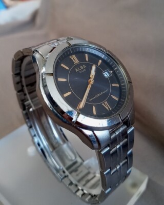 Seiko Alba Solar Watch V145-0BE0, 10 BAR Water Resistant, Black