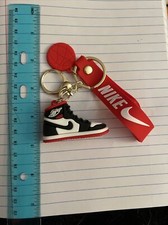 Air Jordan Red, Black White Shoe Rubber Metal Keychain Nike Strap New