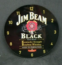 30 CM JIM BEAM GLASS WALL CLOCK COLLECTABLE MAN CAVE GARAGE SHED HOME DECOR