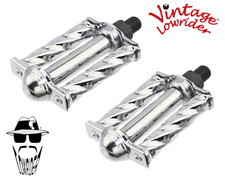 ORIGINAL F R Vintage Lowrider Mini Square Twisted Bike Pedals" 1/2 Steel Chrome