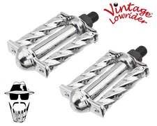 ORIGINAL F&R Vintage Lowrider Mini Square Twisted Bike Pedals" 1/2 Steel Chrome