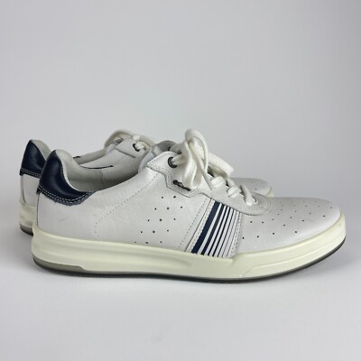 ecco Walking Street Sneakers Mens 42 8.5 Beige Cream Leather Comfort Shoes