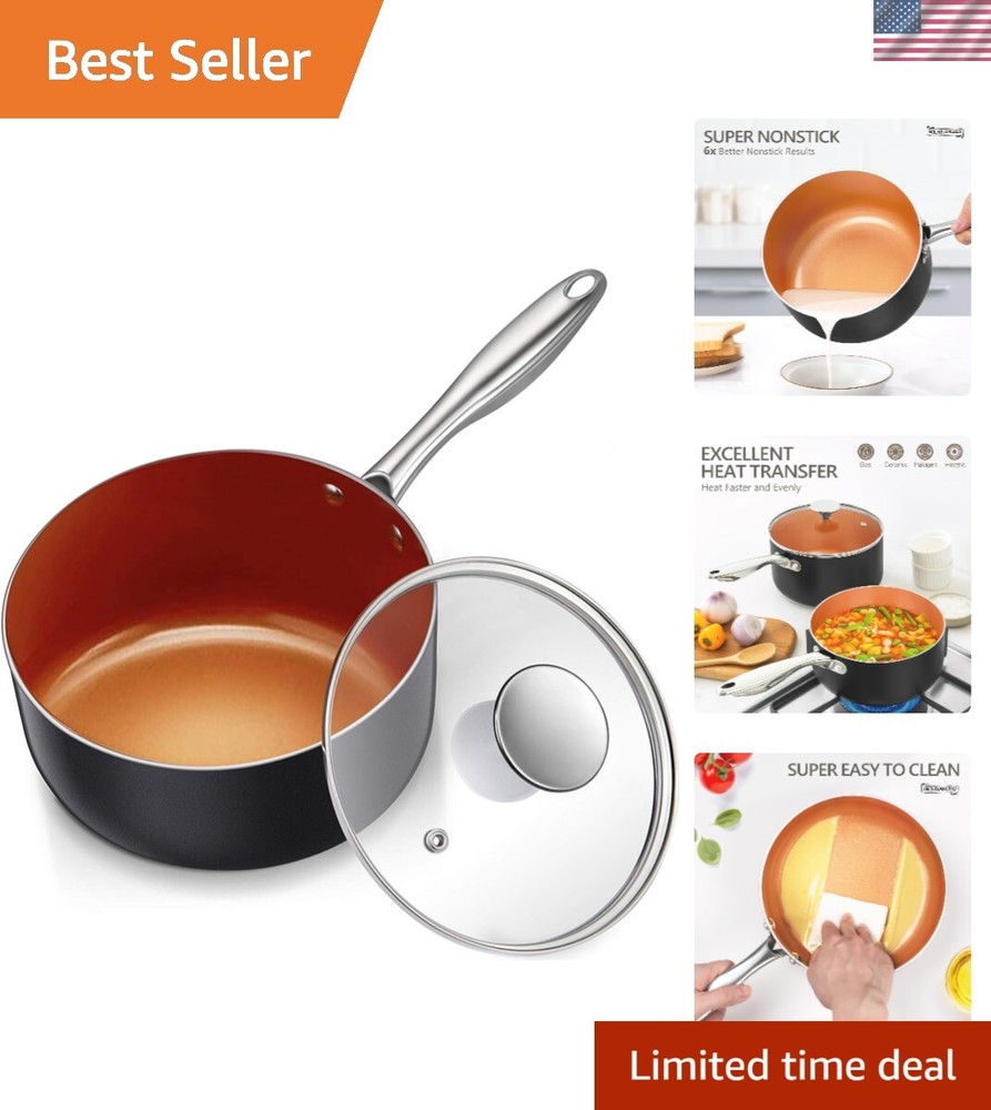 Nonstick Sauce Pan , Ultra Nonstick Copper Sauce Pot 2 Qt, Nonstick Sauce Pan...