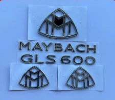 Chrome GLS600 Maybach set Fender Side Rear Trunk Emblems Badge For Mercedes Benz