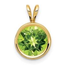 14K Yellow Gold 2.25 Ct Peridot Pendant 0.49g L-13mm W-9mm for Mom
