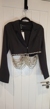Bella Bartlett Embellished Black Short Special Occasion Party Jacket Size 8 /10