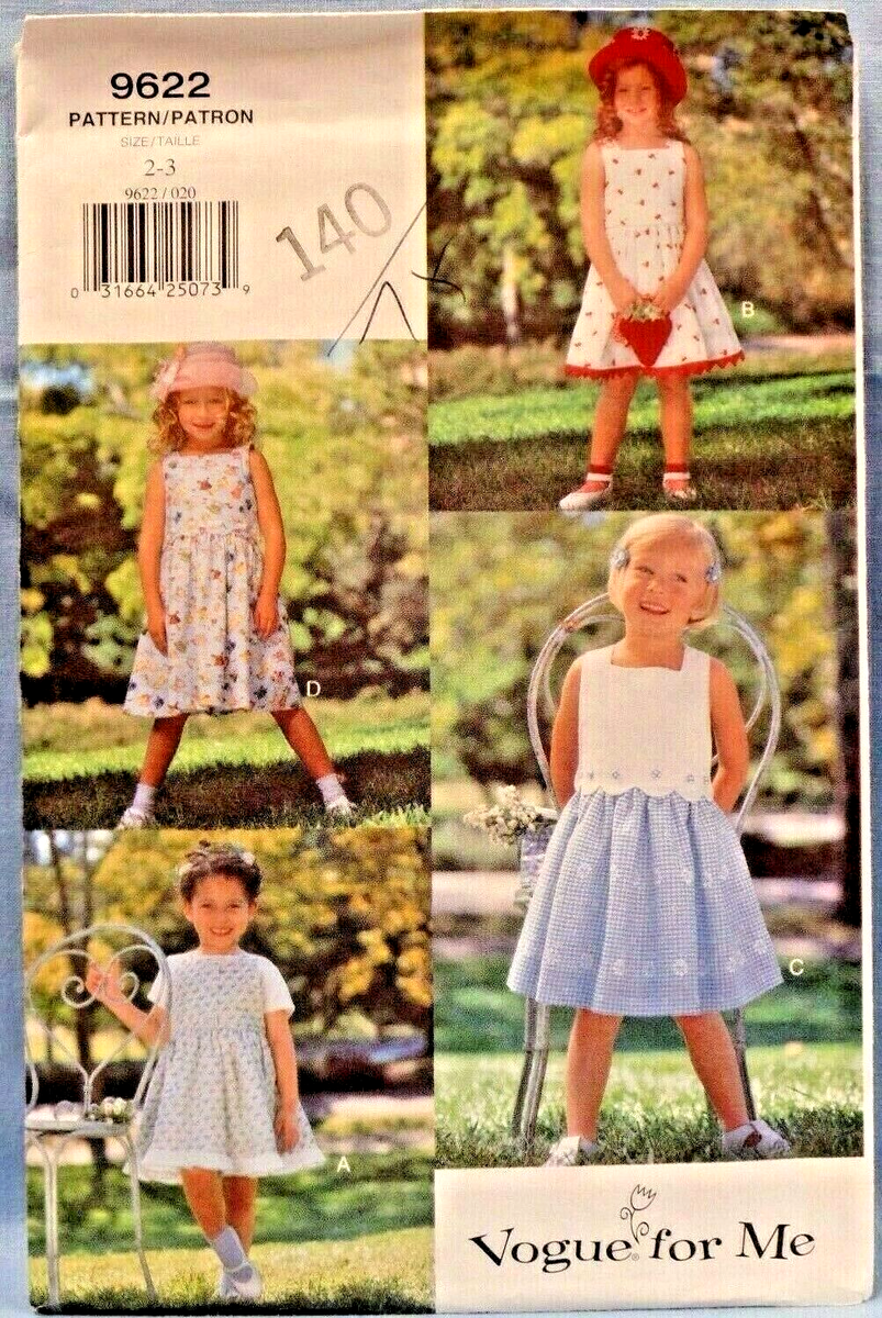 VOGUE PATTERN 9622 DRESSES GIRLS SIZES 2 3 UNCUT VINTAGE 1997 | eBay