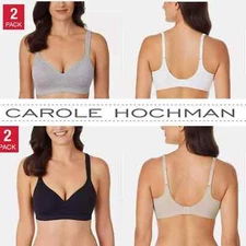 Carole Hochman Seamless Bra Wire Free Molded Cups Comfort Straps 2 PACK  b74