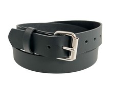 Snap on Genuine Leather Belt Black 1.25" Wide One Piece Leather Roller Buckle MC