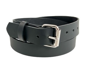 Snap sur la ceinture en cuir véritable noir 1.25" Boucle de roulette en cuir large d'une pièce MC