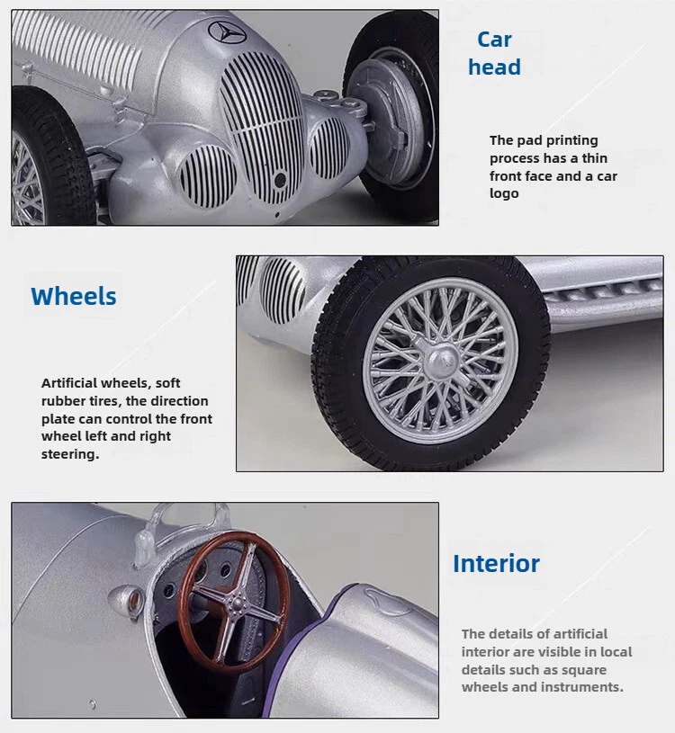 Масштаб 1:24 1937 Mercedes-Ben ZW125 металлический автомобиль модель игрушки украшения подарок идея - Изображение 3 из 4