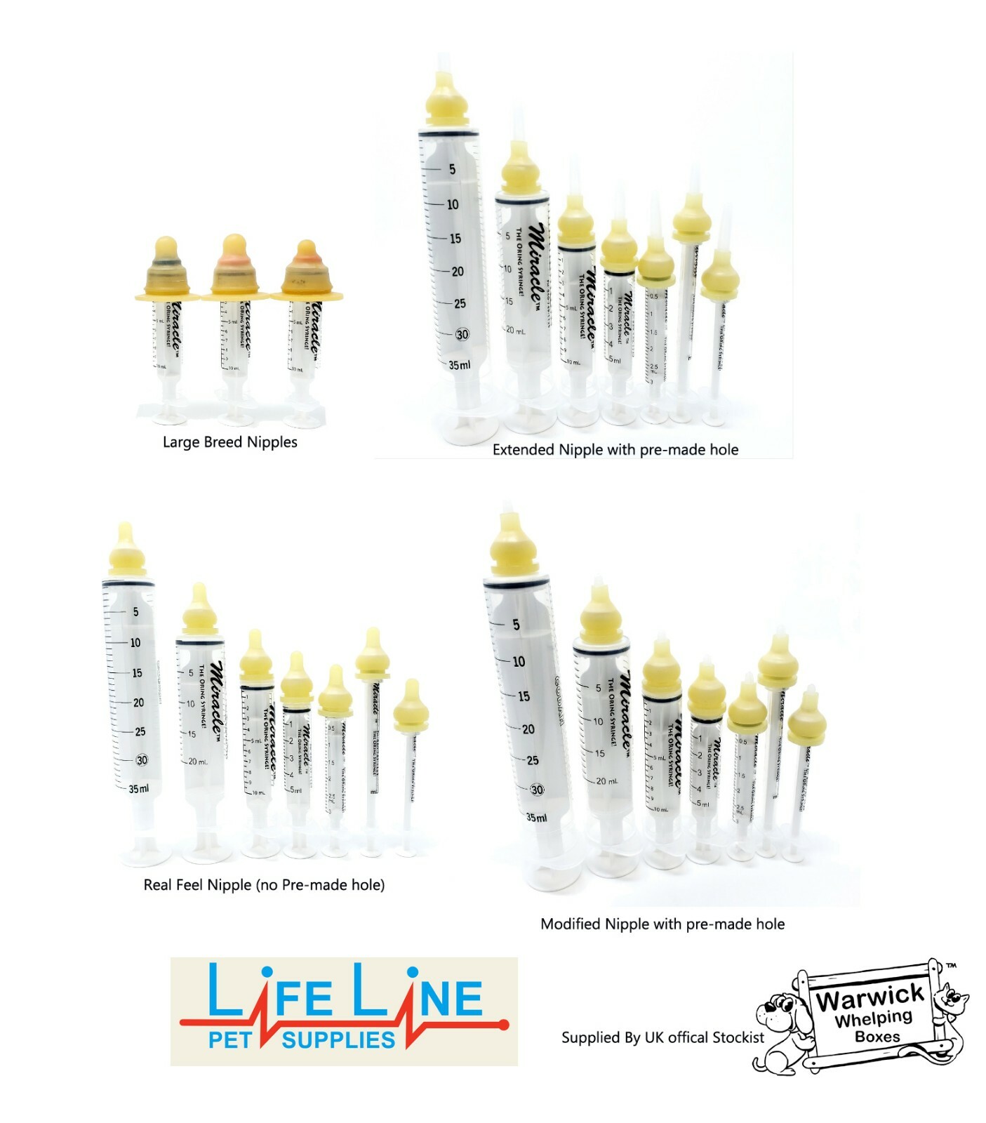 Syringe Nurser Puppy Whelping Feeding Teat Modified, Long & Real Feel