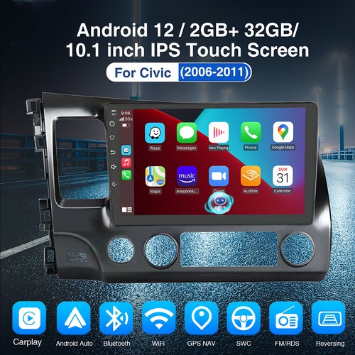 For Honda Civic 2006-2011 Apple CarPlay Android 12 Car Stereo Radio GPS WiFi - Picture 4 of 14