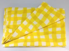 Vintage Wamsutta Superlin Twin Flat Bed Sheet Yellow Plaid Checker