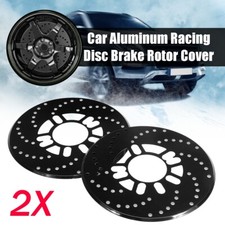 2x Black Aluminium 2.95" Disc Cover Car Decorative Rotor Cross Drilled