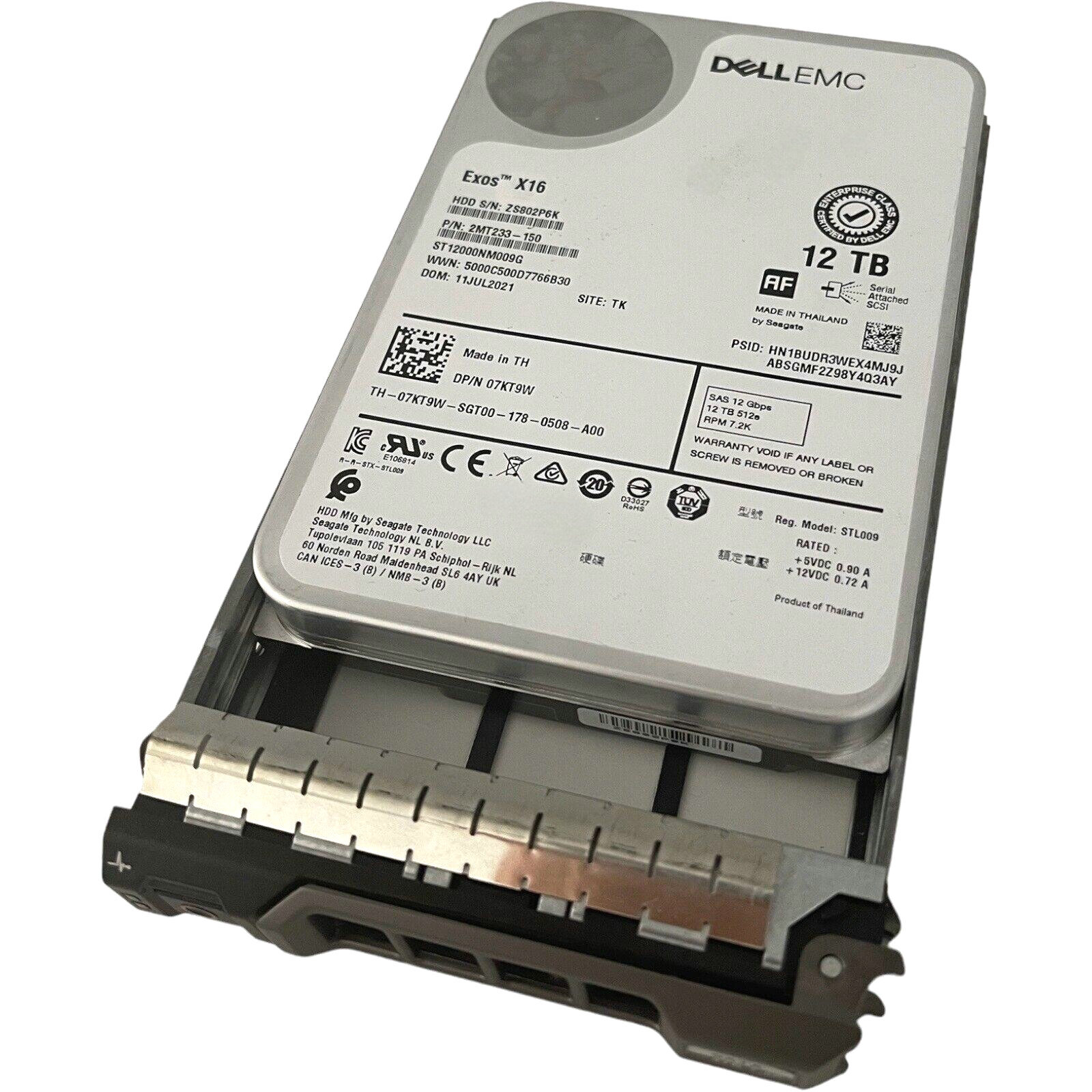 12TB HDD SAS 3.5'' DELL 7.2K 12Gbps ST12000NM009G 7KT9W 07KT9W | eBay