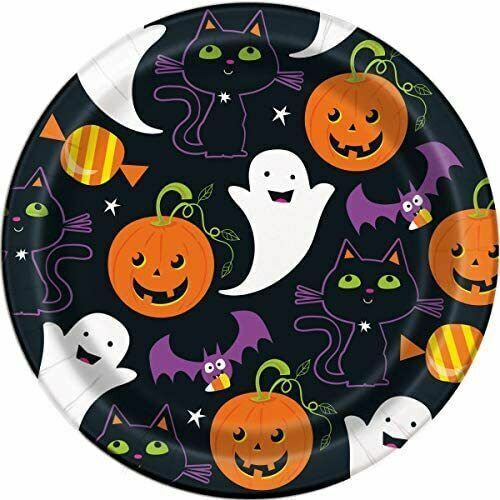 Cat and Pumpkin Halloween 8 Ct Dessert Cake 7" Plates Ghost - Picture 1 of 1